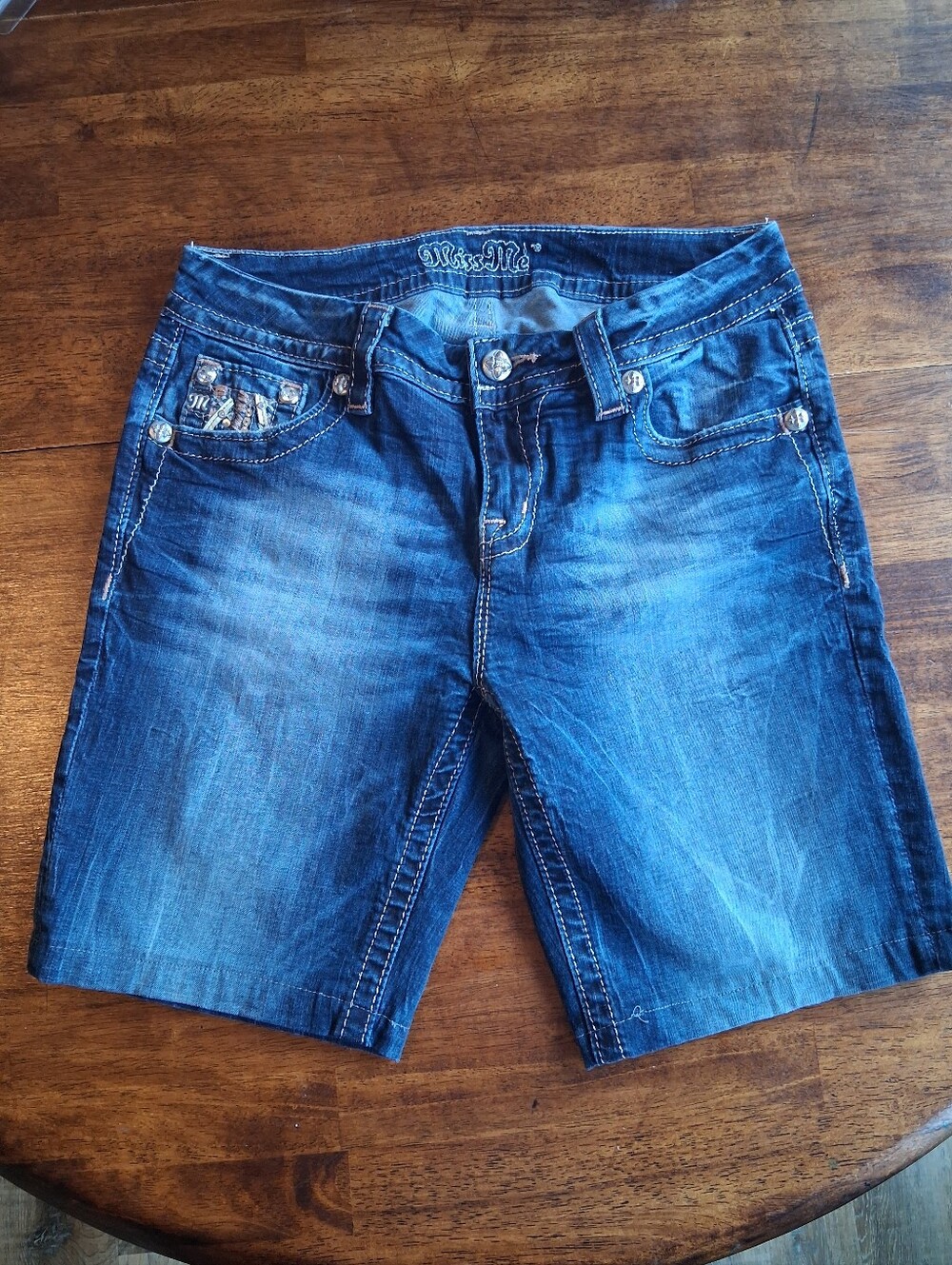 Miss Me Dark Blue Wash Denim Bermuda Shorts EST Waist Size 29
